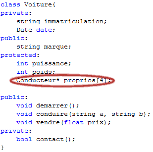 Classe en C++ correpondant au diagramme UML (diag de classe)