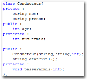 code C++ correspondant au diagramme de classe