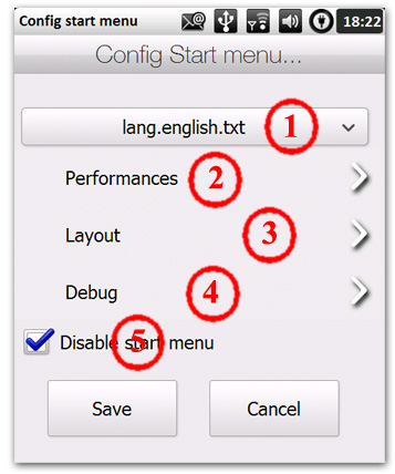 configuration principal de winstart